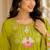 Green color roman silk fabric thread embroidery work stylish readymade suit