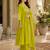 Green color roman silk fabric thread embroidery work stylish readymade suit
