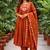 Orange color roman silk fabric thread embroidery work stylish readymade suit