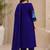 Violet color roman silk fabric thread embroidery work stylish readymade suit
