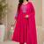 Pink color roman silk fabric thread embroidery work stylish readymade suit