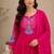 Pink color roman silk fabric thread embroidery work stylish readymade suit