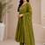 Green color roman silk fabric thread embroidery work stylish readymade suit