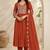 Orange color roman silk fabric thread embroidery work stylish readymade suit