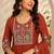 Orange color roman silk fabric thread embroidery work stylish readymade suit
