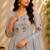 Cream color roman silk fabric thread embroidery work stylish readymade suit