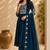 Turquise color roman silk fabric thread embroidery work stylish readymade suit
