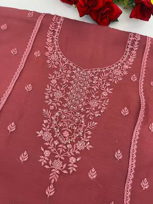 Dusty rose heavy chiffon embroidered suit set 3