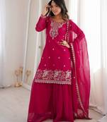 New Designer Pink Colour Sharara Suit Set Festival Wear Palazzo Set