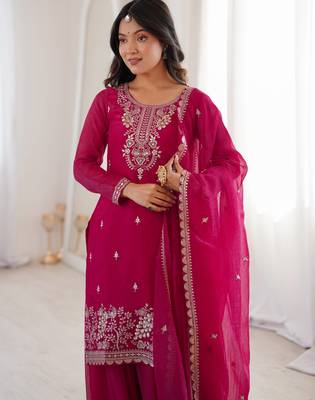 New Designer Pink Colour Sharara Suit Set Festival Wear Palazzo Set 3