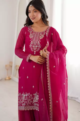 New Designer Pink Colour Sharara Suit Set Festival Wear Palazzo Set