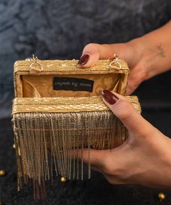 Silver gold silk embroidered mini hand bag 2