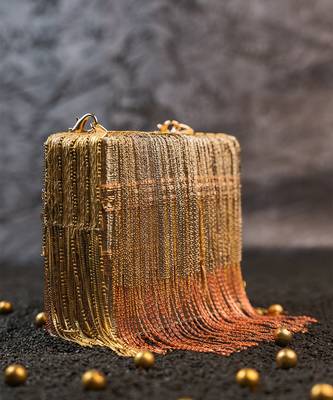 Silver gold silk embroidered mini hand bag 3