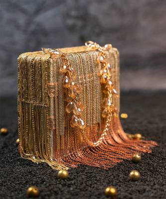 Silver gold silk embroidered mini hand bag 4