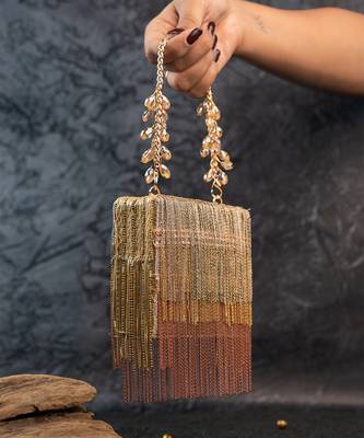 Silver gold silk embroidered mini hand bag 5