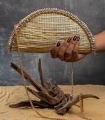 Gold silk embroidered hinted dome clutch