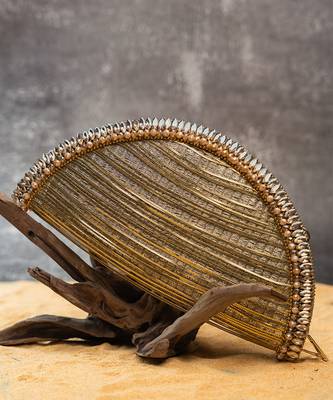 Gold silk embroidered hinted dome clutch 4