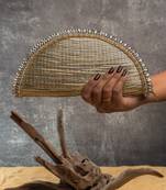 Silver gold silk embroidered hinted dome clutch