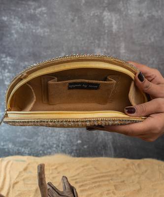 Silver gold silk embroidered hinted dome clutch 2