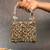 Silver gold silk embroidered diamond casket mini hand bag