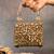 Gold silk embroidered diamond casket mini hand bag