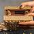 Gold silk embroidered diamond casket mini hand bag