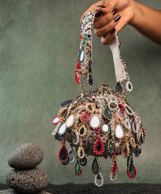 Multicolor silk embroidered clutch 1