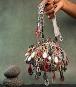 Multicolor silk embroidered clutch