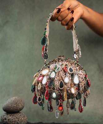 Multicolor silk embroidered clutch 2