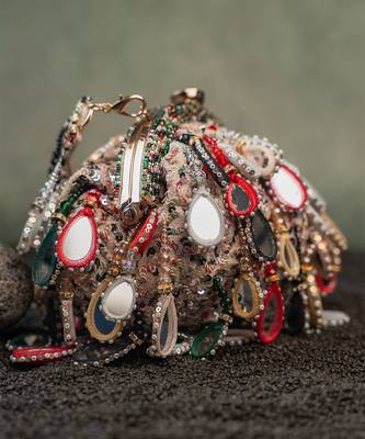 Multicolor silk embroidered clutch 5