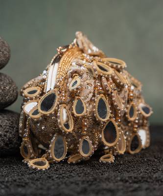 Gold silk embroidered clutch 3