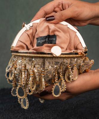Gold silk embroidered clutch 5