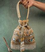 Gold silk embroidered imperial medley potli bag