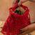 Red silk embroidered shimmer viel potli bag