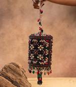 Multicolor boshkeh wine velvet embroidered clutch