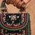 Emerald green velvet embroidered charm hand bag