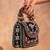 Emerald green velvet embroidered charm hand bag