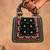 Emerald green velvet embroidered charm hand bag