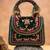 Emerald green velvet embroidered charm hand bag