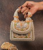 Gold velvet embroidered hand bag