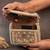 Gold velvet embroidered hand bag