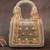 Gold velvet embroidered hand bag