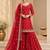 Red chinon silk blend embroidered sharara suit set
