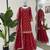 Red chinon silk blend embroidered sharara suit set
