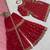 Red chinon silk blend embroidered sharara suit set
