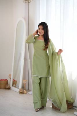Pista Color Special Farshi Salwar Suit Set Beautiful Suit Set With Dupatta 1