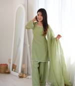 Pista Color Special Farshi Salwar Suit Set Beautiful Suit Set With Dupatta