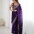 Purple silk blend sequins work embroidered saree