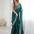 Dark-teal silk blend sequins work embroidered saree