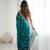Dark-teal silk blend sequins work embroidered saree